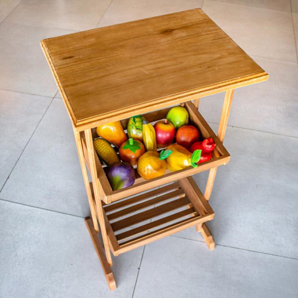 Fruteira com Tampo de Madeira