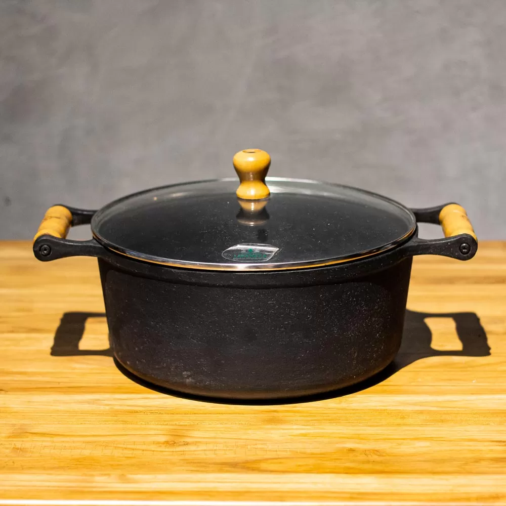 Panela de Ferro Fundido com Tampa de Vidro