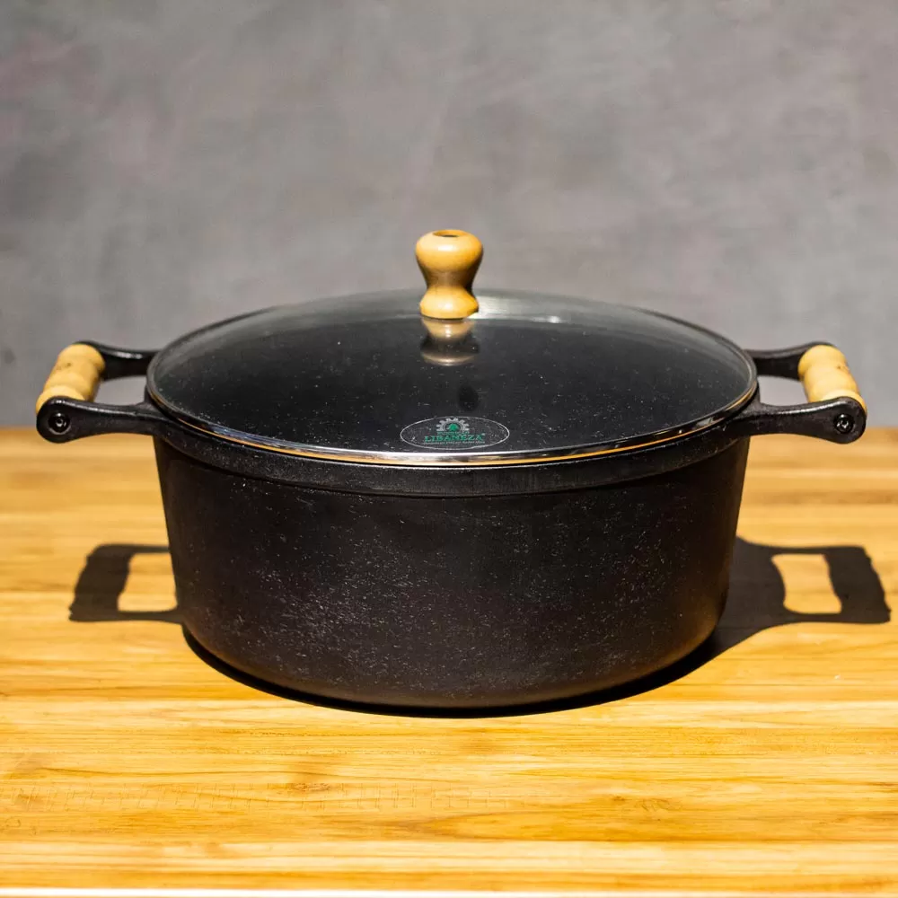 Panela de Ferro Fundido com Tampa de Vidro